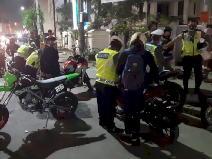 40 Sepeda Motor Berknalpot Blong Terjaring Razia Polisi di Lapangan Merdeka Medan
