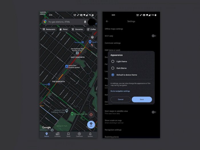 Sejumlah Pengguna Google Maps di Android Sudah Dapatkan Fitur Dark Mode!