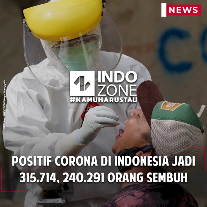 Positif Corona di Indonesia Jadi 315.714, 240.291 Orang Sembuh