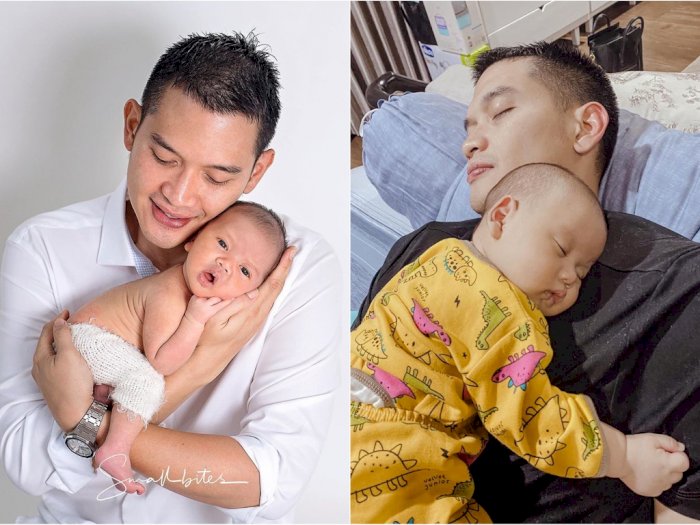 Potret Gemas Baby Athar Tidur Nyenyak di Pelukan Rezky Adhitya,Netizen: Boboho Versi Indo
