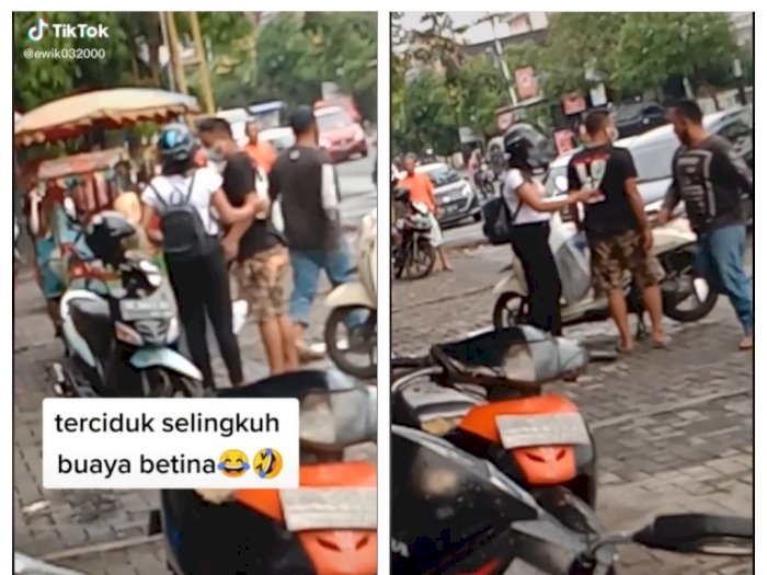 'Buaya Betina' Ketahuan Selingkuh di Parkiran Pasar, Jadi Tontonan Warga