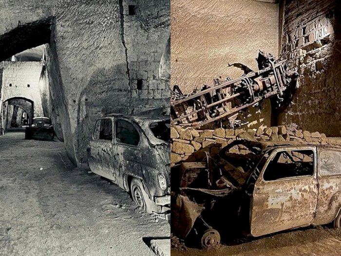 FOTO: Terowongan Berusia 160 Tahun Berisi Mobil dari Perang Dunia II di Bawah Kota Naples!