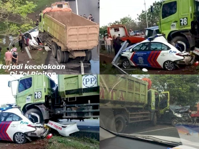 Ngeri! Tabrakan Beruntun Di Jalan Tol, Mobil PJR Polisi Hancur, Sopir ...