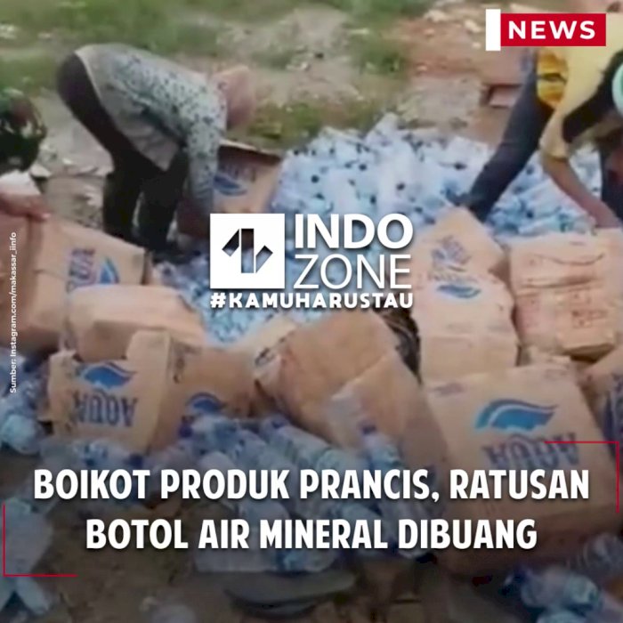 Boikot Produk Prancis, Ratusan Botol Air Mineral Dibuang