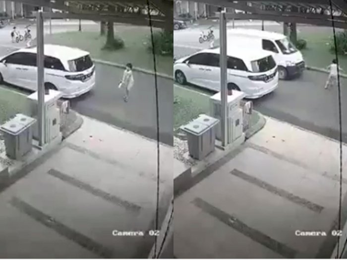 Detik-detik Rekaman CCTV Saat Mobil Melaju Kencang Tabrak Bocah yang Sedang Bermain