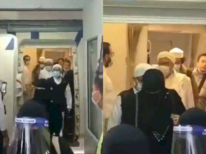 Video Habib Rizieq Shihab Turun dari Pesawat Bersama Sejumlah Perempuan Bercadar Hitam