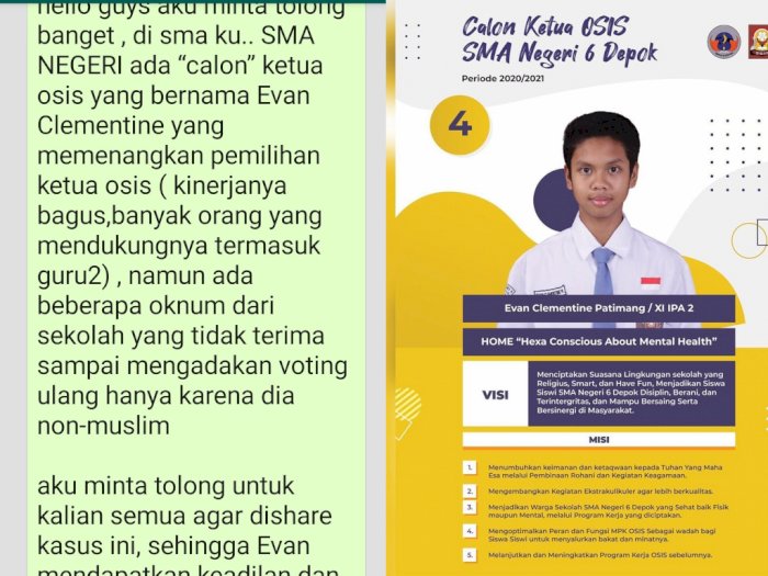 Diduga karena Ketua Osis yang Terpilih Bukan Muslim, SMA di Depok Adakan Pemilihan Ulang