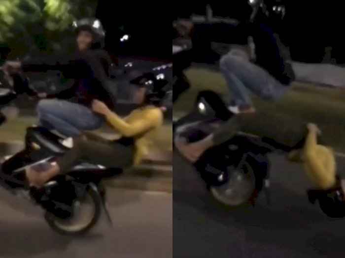Dua Sejoli Lakukan Wheelie di Jalan Raya, Netizen Melongo Lihat Keberanian Ceweknya