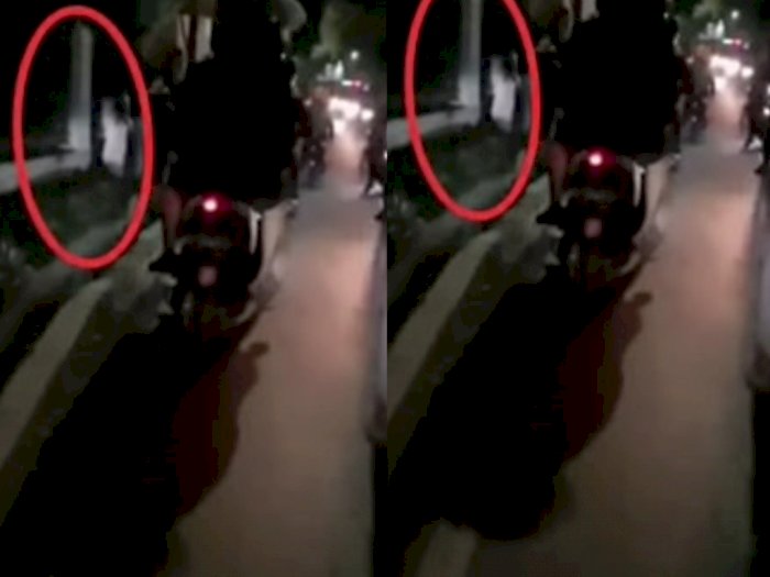 Viral Video Penampakan Mirip Kuntilanak Berdiri di Lokasi Kecelakaan di Jalan Raya