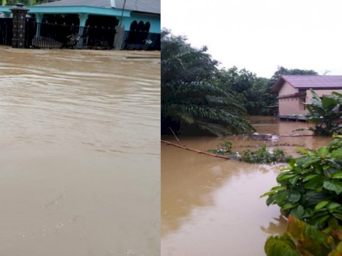 Hujan Lebat Mengguyur Langkat, Sungai Air Tenang Meluap, Kini 1.078 Rumah Terendam Banjir