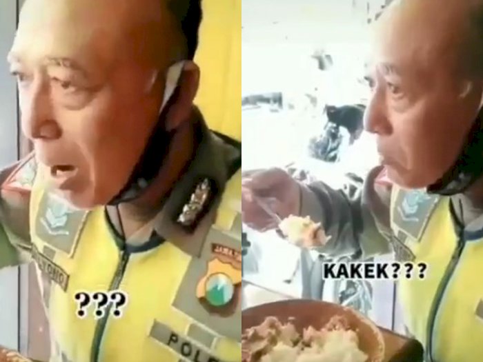 Viral Polisi Tua Makan di Warteg Mirip Bondan Winarno, Netizen: Mirip Kakek Sugiono