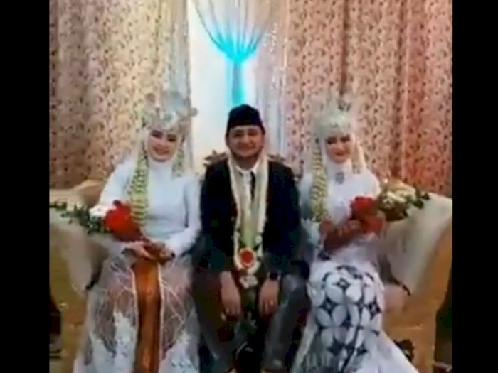 Viral Video Pengantin Didampingi Dua Istri di Atas Pelaminan, Netizen Sebut Lelaki Hebat