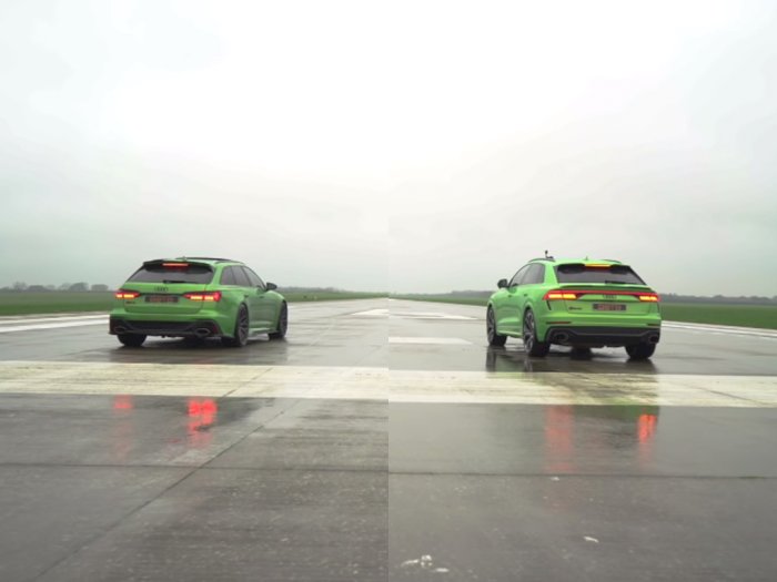 Melihat Pertarungan Drag Race Saudara Antara Mobil Audi RS6 dan RS Q8!