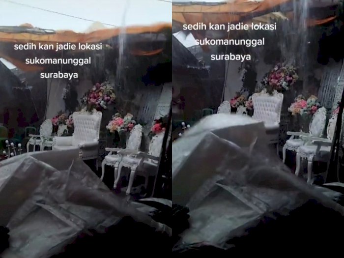 Karena Hujan Deras, Acara Pernikahan Ini Hancur Lebur, Netizen: Doa Mantan Beraksi