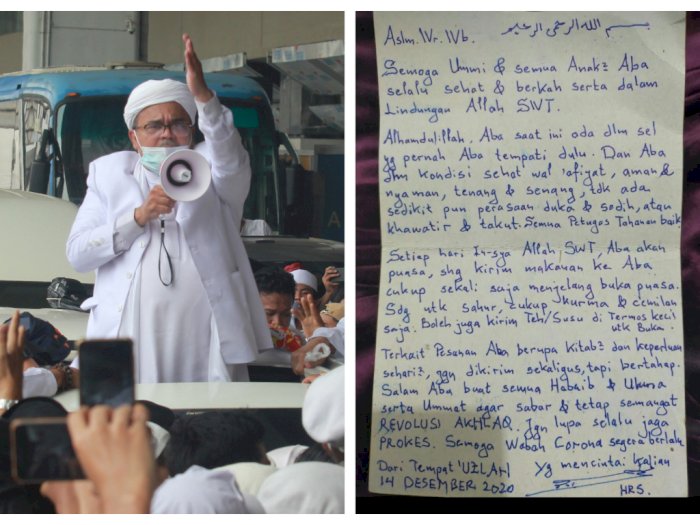 Habib Rizieq Tulis Surat di Dalam Rutan, Begini Isinya