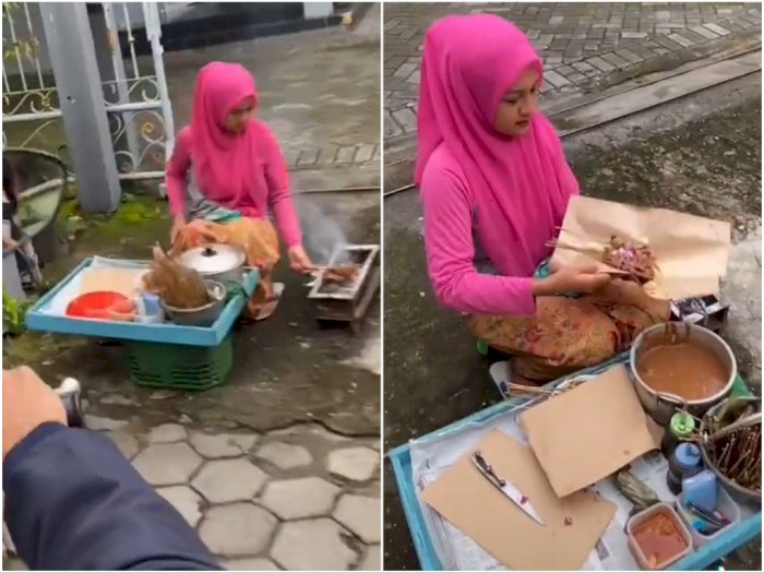 Viral Penjual Sate Berwajah Manis Duduk di Pinggir Jalan, Bikin Pembeli Rela Putar Balik