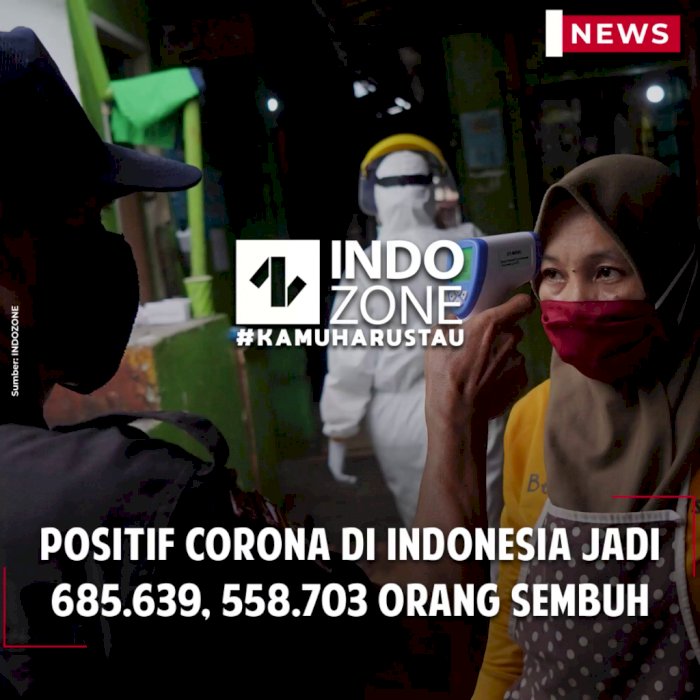 Positif Corona di Indonesia Jadi 685.639, 558.703 Orang Sembuh
