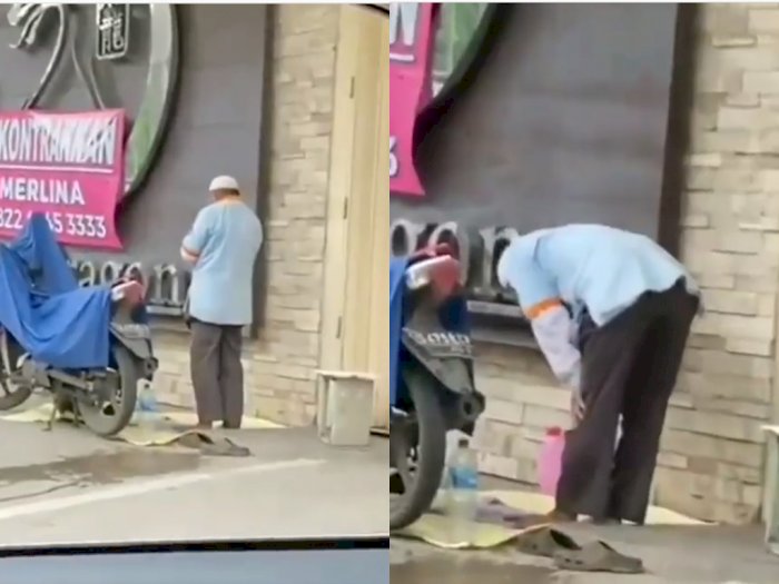 Video Saat Tukang Parkir yang Ingat Tunaikan Ibadah Shalat, Bikin Netizen Salut