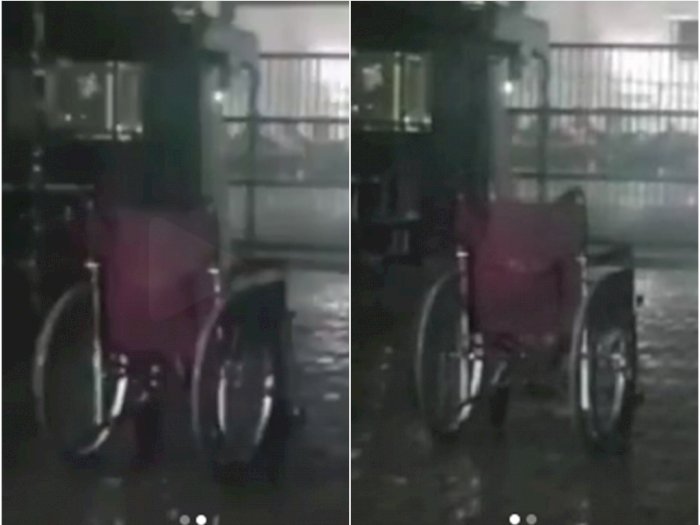 Menyeramkan, Kursi Roda Rumah Sakit Berjalan Sendiri Pada Malam Hari saat Turun Hujan