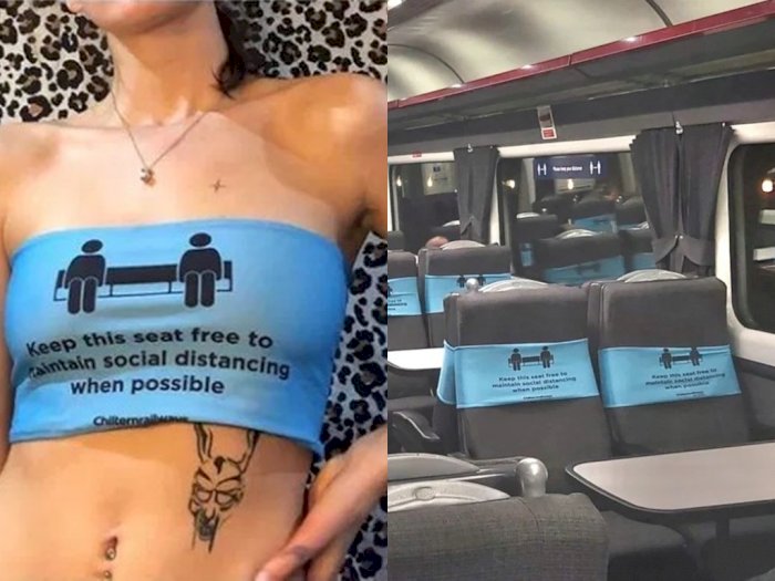 Mahasiswa Fesyen Ini Diduga Mencuri Kain Tulisan Jaga Jarak di Kursi Kereta Api