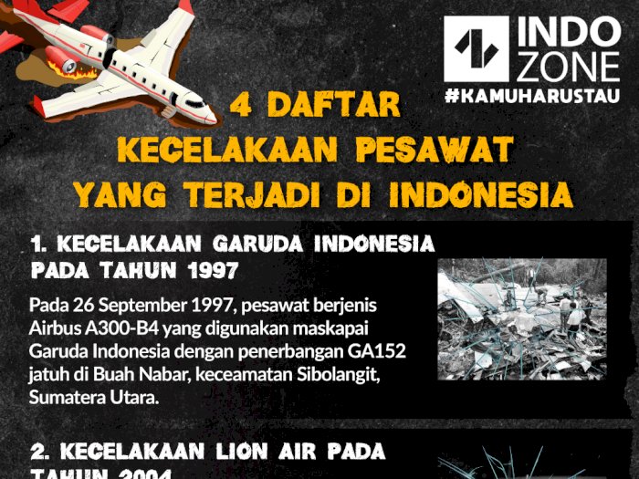 4 Daftar Kecelakaan Pesawat yang Terjadi di Indonesia