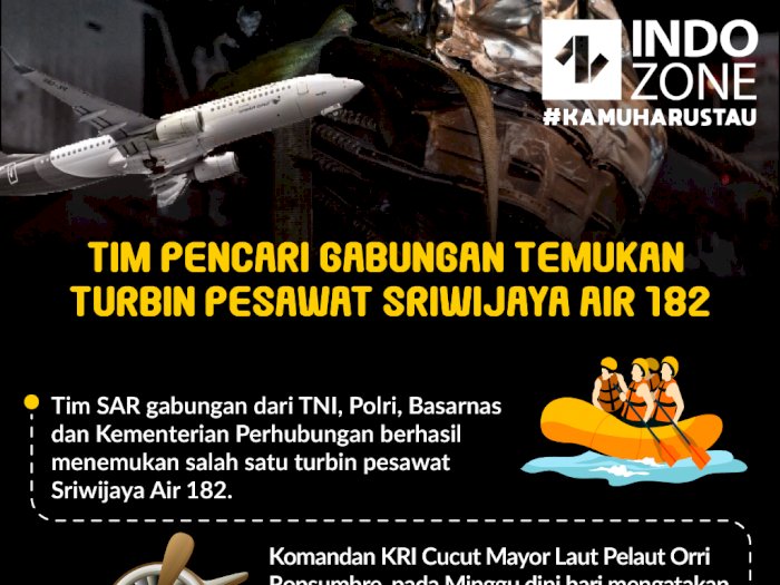 Tim Pencari Gabungan Temukan Turbin Pesawat Sriwijaya Air 182