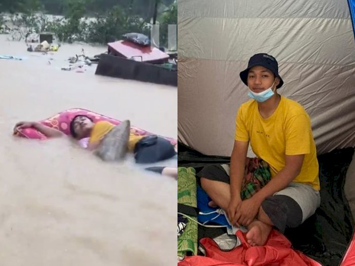 Video Pria Ini Tertidur Sambil Terbawa Arus Banjir Bikin Ngakak, Ternyata Lagi Kecewa