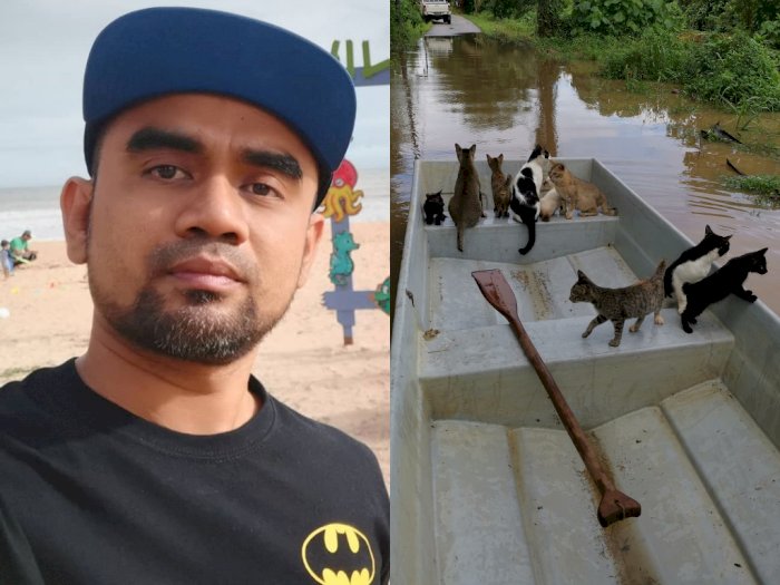 Selamatkan Kucing yang Terjebak Banjir, Pria Ini Dapat Banyak Pujian dari Warganet