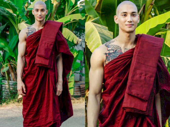Sosok Selebgram Myanmar Awali Tahun Baru Jadi Biksu, Rela Botak Rambut Demi Kedamaian