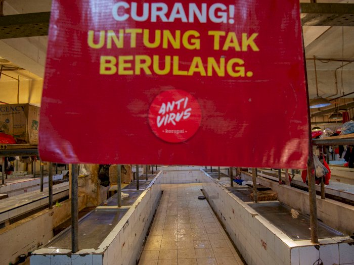 FOTO: Aksi Mogok Pedagang Daging di Pasar Senen