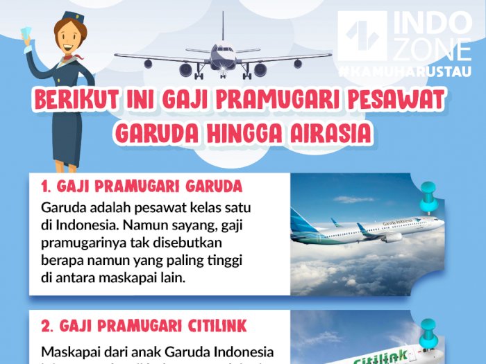 Berikut Ini Gaji Pramugari Pesawat Garuda Hingga AirAsia
