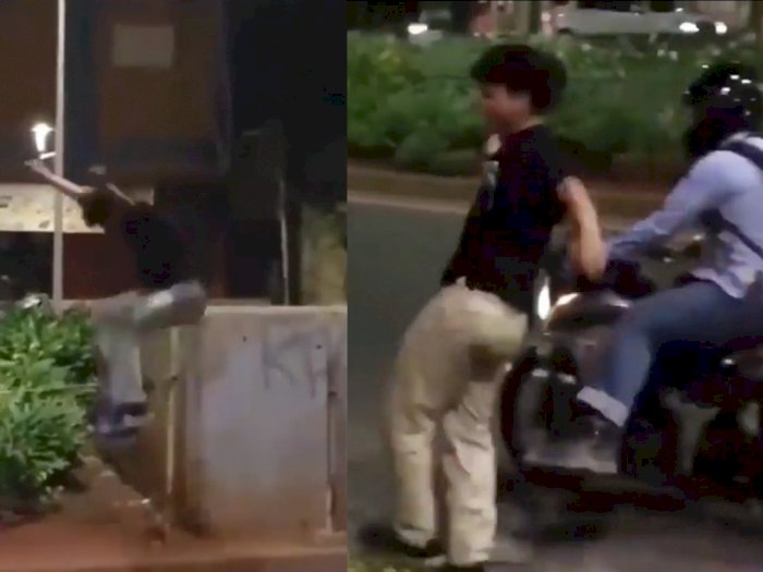 Main Skateboard di Tengah Jalan, Remaja Ini Syok Ditendang Pengendara Motor