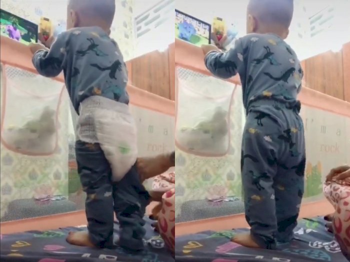 Intip Trik Emak-emak Pasang Popok Tanpa Harus Buka Celana Bayi yang Viral 