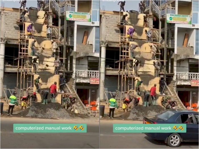  Video Kuli Bangunan yang Kompak Saat Bekerja, Bikin Netizen Takjub