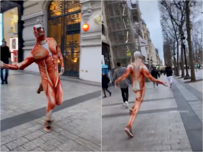 Pria ini Bikin Prank Pakai Kostum Titan, Bikin Warga Sekitar Berlarian Gegara Kaget