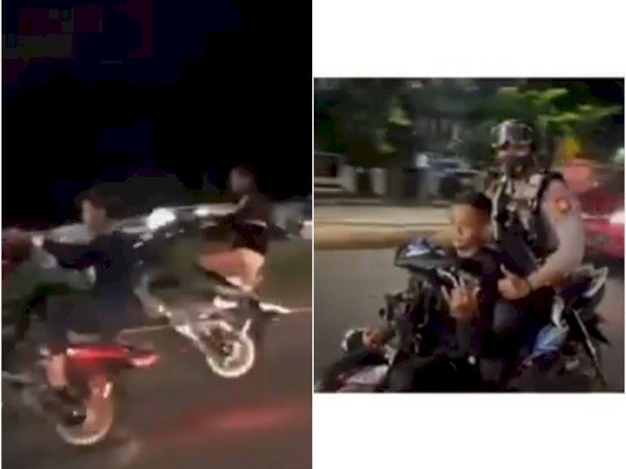 Pemuda Lakukan Aksi Standing Motor di Tengah Jalan Ditangkap Polisi, Salam Metal ke Kamera