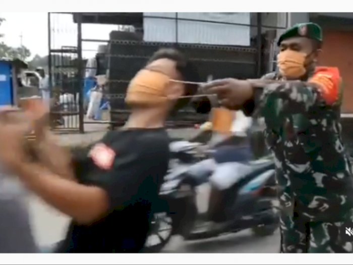 Dipasangi Masker Anggota TNI, Pria di Boncengan Tertarik ke Belakanganm, Begini Ujungnya