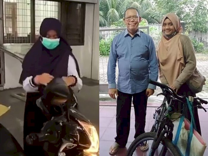 Viral Mahasiswi Naik Sepeda ke Rumah Dosen, Kini Dapat Hadiah Motor dari Rektor
