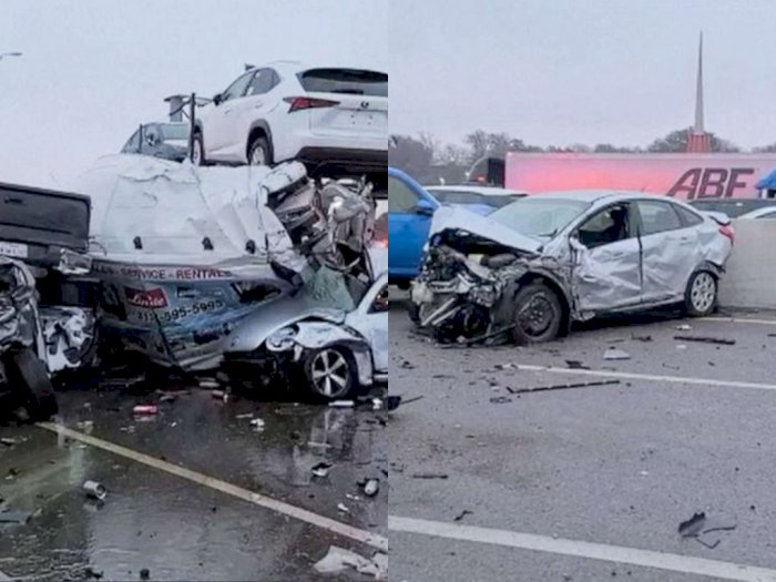 Brutal! 130 Mobil Ini Hancur Ringsek Akibat Kecelakaan Beruntun di Texas
