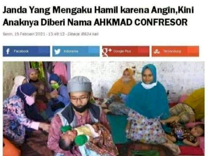 CEK FAKTA: Bayi Siti Zainah yang Ngaku Dihamili Angin Diberi Nama Ahkmad Confresor