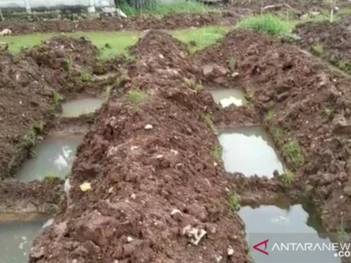 Astaga! Puluhan Makam untuk Jenazah Covid-19 Malah Tergenang Air Hujan