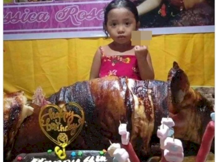 Berfoto di Depan Babi Guling saat Ulang Tahun, Gaya Tangan Bocah Ini Jadi Sorotan Netizen