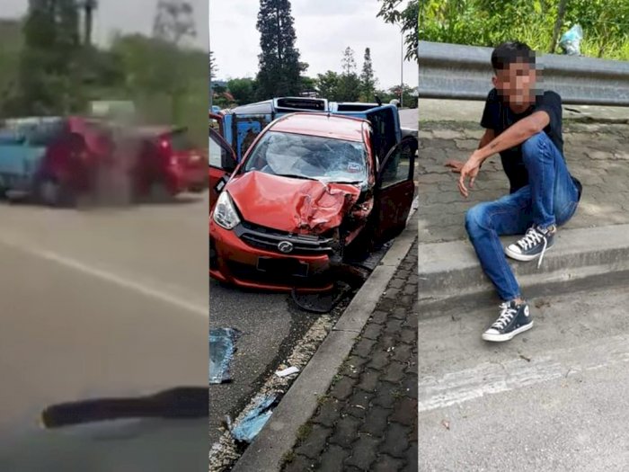 Viral Video Pria Tabrak 2 Mobil saat Melaju dengan Kecepatan Tinggi, Pelaku Coba Kabur