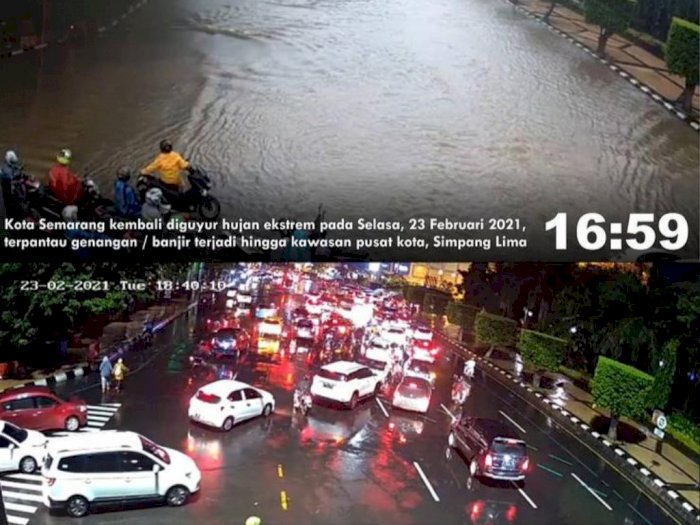 Ganjar Pranowo Perlihatkan Banjir di Simpang Lima Semarang yang Surut Kurang dari 2 Jam