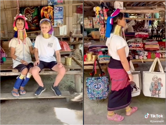 Video Turis Bertemu Wanita Suku Leher Panjang di Thailand, Netizen: Cara Nunduknya Gimana?