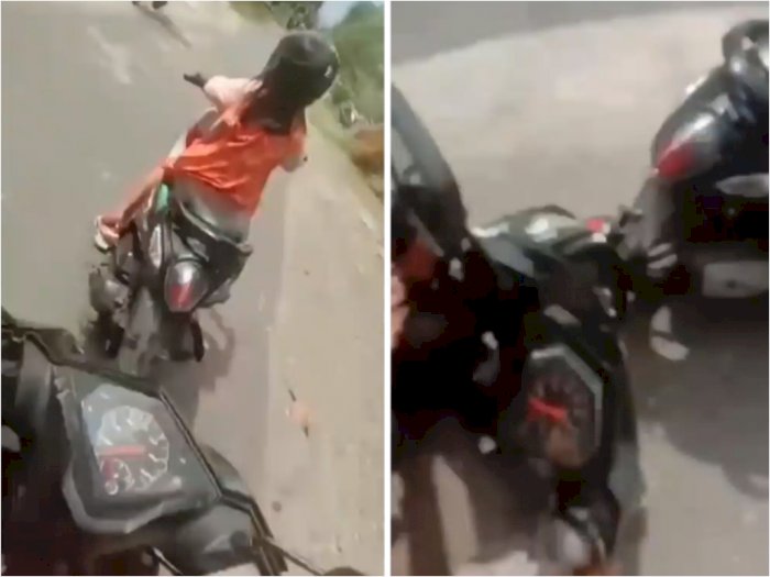  Video Pemuda yang Terjatuh Gegara Bocah yang Mengendarai Motor Belok Tiba-tiba
