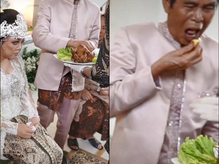 Kocak, Bapak Ini Salah Masuk saat Nyuap Makanan ke Pengantin, Netizen: Mantunya Ngakak