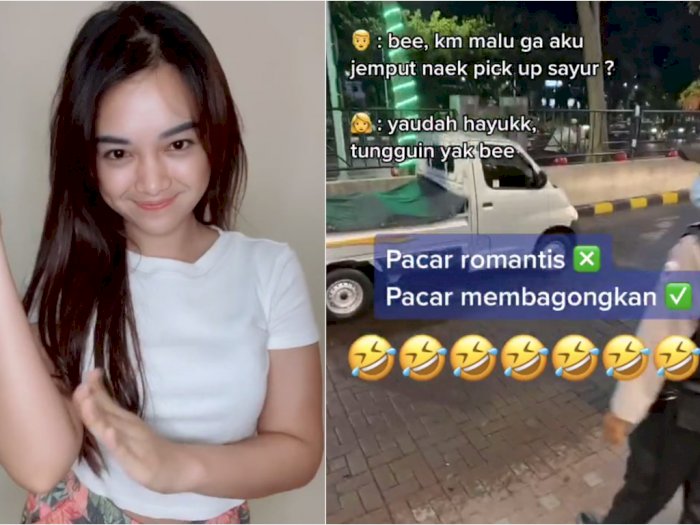Viral Wanita Cantik Tak Malu Dijemput Pacar Pakai Mobil Pick Up Sayur, Netizen: Idaman
