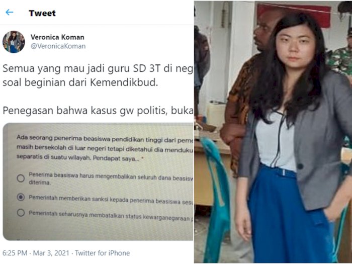 Veronica Koman Soroti Soal Tes Guru SD 3T, Singgung Penerima Beasiswa Pendukung Separatis