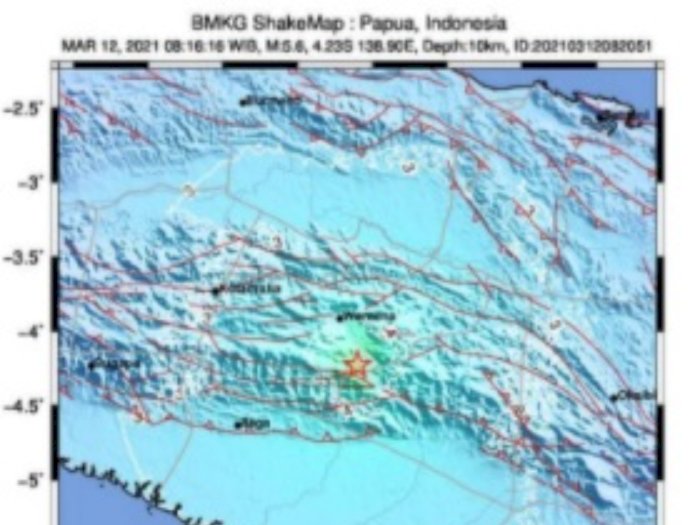 Gempa Bumi Magnitudo 5,6 Guncang Papua